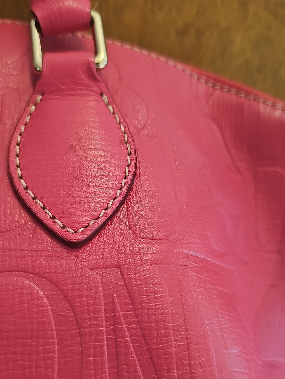 Dooney & Bourke Dark Pink Embossed Dome Satchel with Detachable Strap - Picture 9 of 16